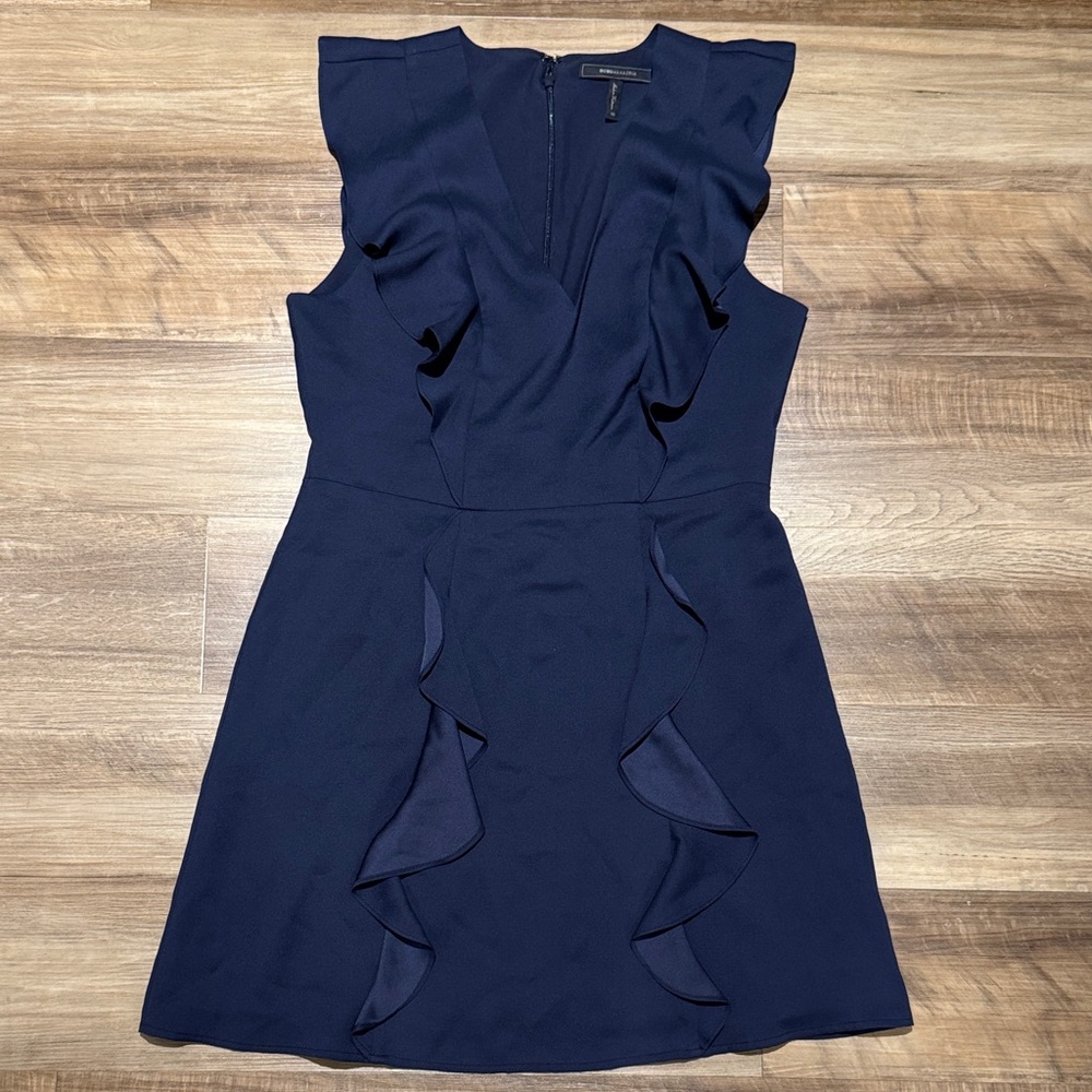 BCBGMaxAzria Navy Blue Ruffle Dress